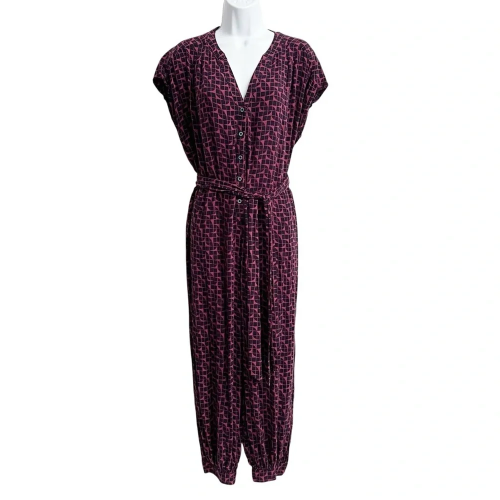 Anthropologie Maeve Karsten Geo Patterned Jumpsuit Harem Jogger Pants Size Small - Picture 5 of 8
